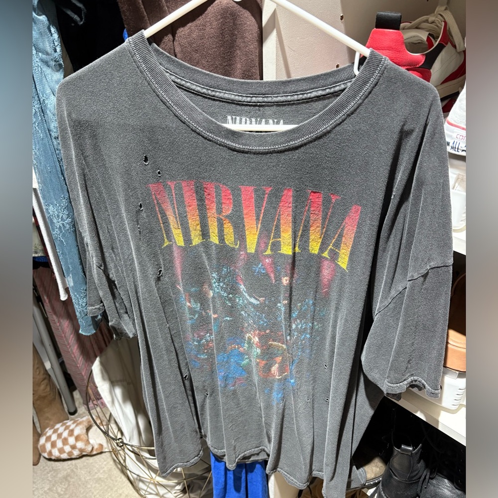 Nirvana Gray Distressed women’s graphic tee
